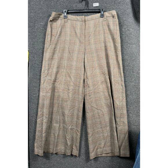 Lane Bryant Wide Pants Womens Size 18 Brown Plaid High Rise Stretch - Picture 1 of 7